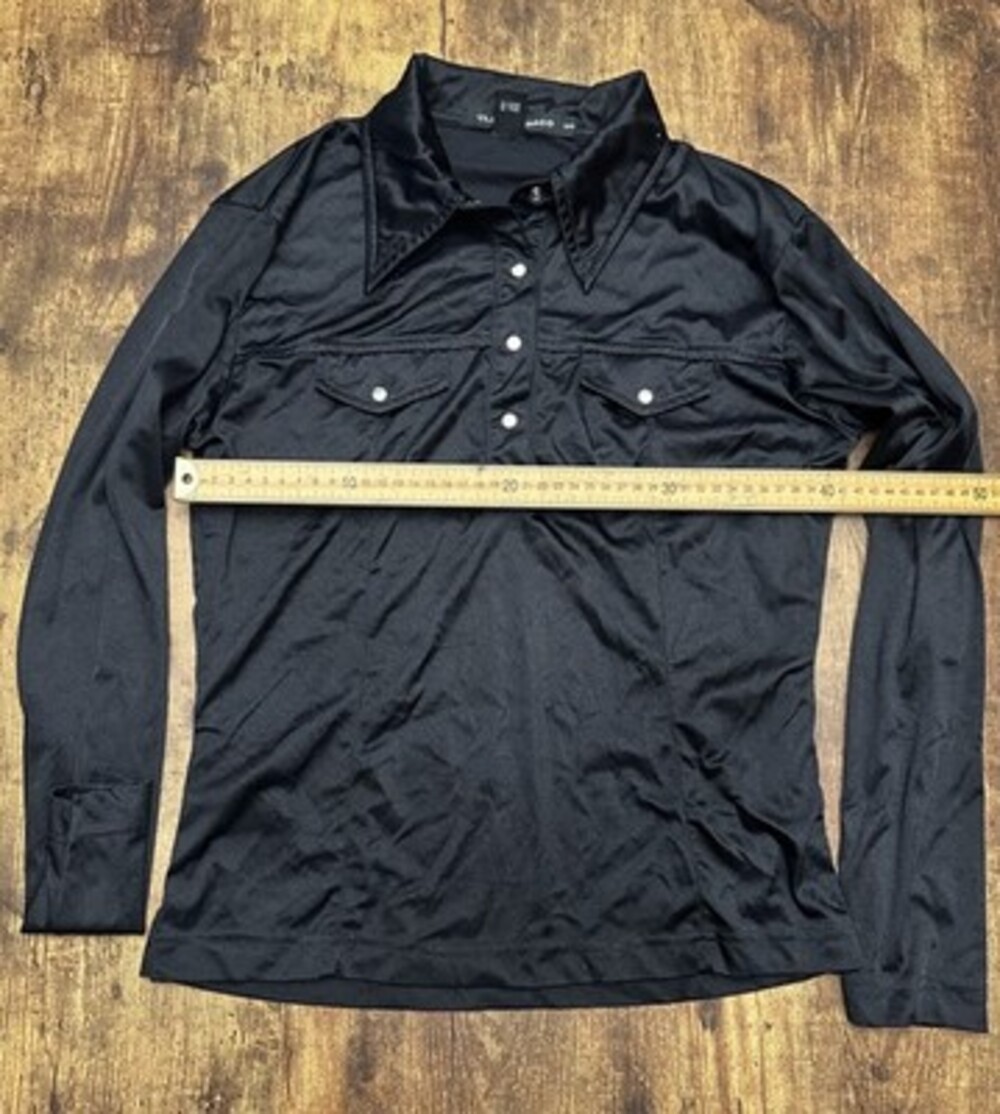 Vintage Club Monaco Black Western-Style Jersey Pullover Shirt #367